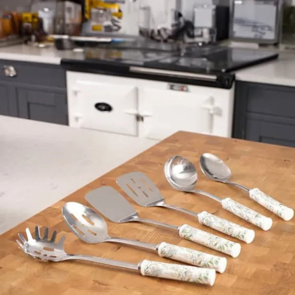 Skopa med hål i rostfritt stål 33 cm med handtag i keramik - Laura Ashley - Sage Parterre av Pendeford