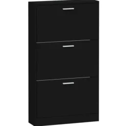 Skoskåp i konstruerat trä - Modern förvaring | Färg: Svart | Storlek: 59x17x108 cm