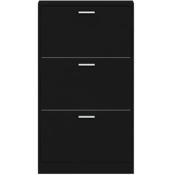 Skoskåp i konstruerat trä - Modern förvaring | Färg: Svart | Storlek: 59x17x108 cm