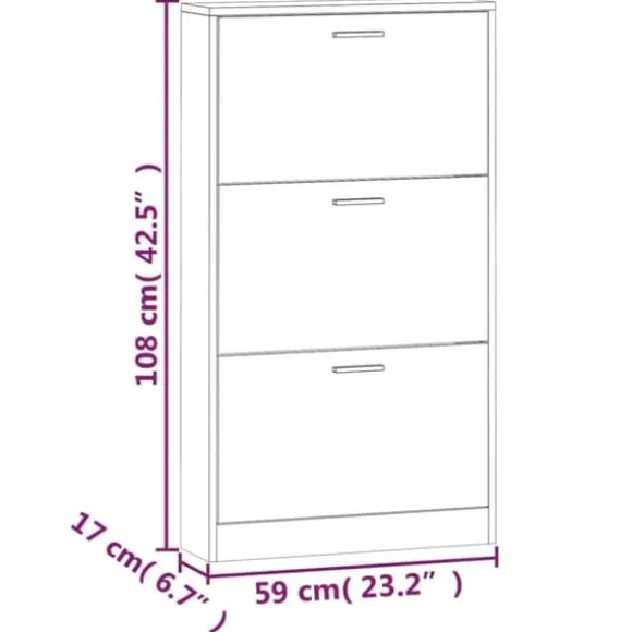 Skoskåp i konstruerat trä - Modern förvaring | Färg: Svart | Storlek: 59x17x108 cm