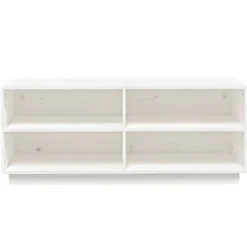 Skoskåp i massiv furu - Förvaring och tv-bänk | Färg: Vit | Storlek: 110x34x45 cm