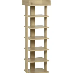 Skoställ - Skohylla - Smal - 7 Nivåer - För 6 Par - 32×30×104 cm - Trä - Natur
