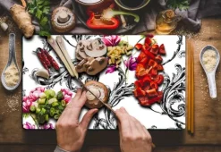 SKÄRBRÄDA I GLAS 52x30 BLOMMOR