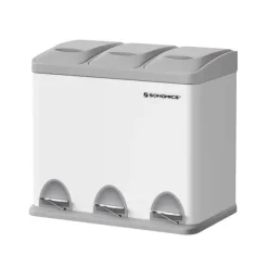 Skräpfack - Kök Prullen Bin - Metal Pedal Bin - 3 -in -1 bin - 24 liter - Avfallsseparation - Avfallsseparationssystem