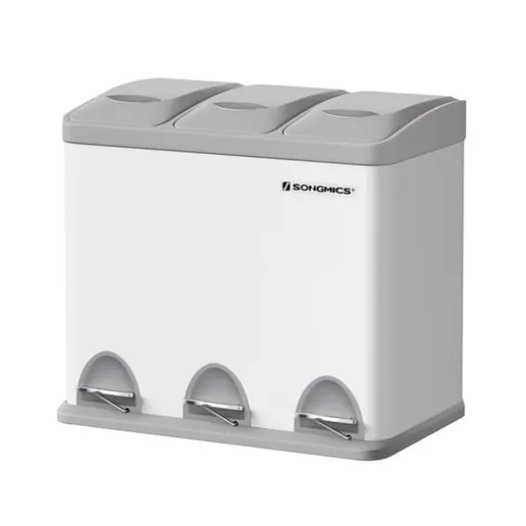 Skräpfack - Kök Prullen Bin - Metal Pedal Bin - 3 -in -1 bin - 24 liter - Avfallsseparation - Avfallsseparationssystem