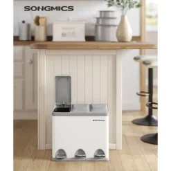 Skräpfack - Kök Prullen Bin - Metal Pedal Bin - 3 -in -1 bin - 24 liter - Avfallsseparation - Avfallsseparationssystem