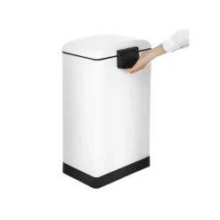 Skräpfack - papperskorgen - pedal bin - stålavfallsbink - med lock - 30 l - vitt