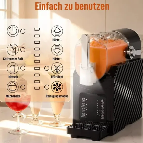 Slushmaskin, snabb kylning, omrörningsfunktion, 2,4 L, ljusfunktion, svart