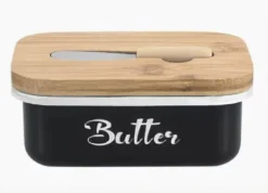 Smörform i stål med smörkniv, svart och vit, BRUNBESTE BB-2671-DE