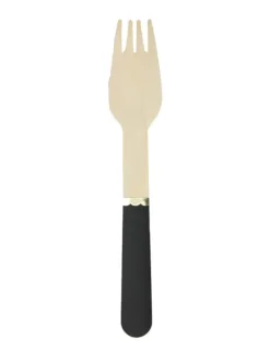 8 Små svarta trägafflar 15 cm. Size-Standard