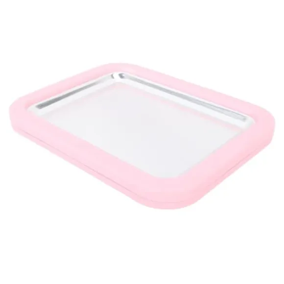 Snabbglassmaskin Pan Roll Frozen Yoghurt Sorbet Gelato Familjekul Hälsosam hemlagad DIY-glass Liten aluminiumlegeringspanel Rosa