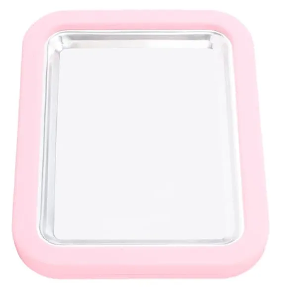 Snabbglassmaskin Pan Roll Frozen Yoghurt Sorbet Gelato Familjekul Hälsosam hemlagad DIY-glass Liten aluminiumlegeringspanel Rosa