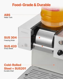 Snöflingeismaskin - Elektrisk snökonmaskin - Kapacitet 80 kg/24 h - Rostfritt stålblad - Tank 1,8 l - Snabb nedkylning 90 s - För hem & fest