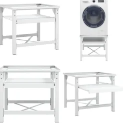 Sockel för tvättmaskin med utdragbar hylla vit - Förhöjningssockel - Förhöjningssocklar - Home & Living