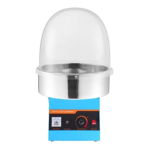 Sockervaddsmaskin - Elektrisk kommersiell - 1000 W - Med lock - Skål i rostfritt stål - Sockerskopa ingår - Blå