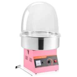 Sockervaddsmaskin - Elektrisk 1000 W - Kommersiell - Med lock - Skål i rostfritt stål - Sockerskopa - Rosa
