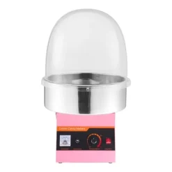 Sockervaddsmaskin - Elektrisk 1000 W - Kommersiell - Med lock - Skål i rostfritt stål - Sockerskopa - Rosa