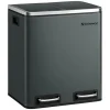 Songmics Kitchen Bin, 2 x 15 L stål skräpfack, stegfack med inre hinkar, antracitgrå