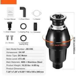 Sophantering 3/4 HP, Kontinuerlig Matavfallshantering, 3930 RPM, EZ Connect-funktion