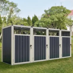 Sopkärlsskjul Tarbek avfallsskjul soptunneskydd plats för 4 sopkärlar 121x292x82 cm antracit [pro.tec]