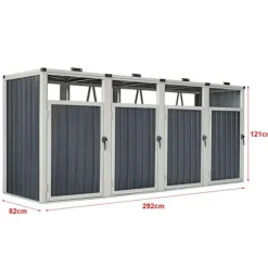 Sopkärlsskjul Tarbek avfallsskjul soptunneskydd plats för 4 sopkärlar 121x292x82 cm antracit [pro.tec]