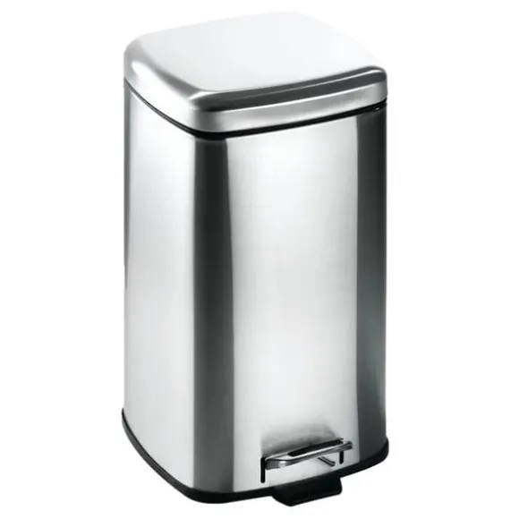 Soptunna, 12 Liters Kapacitet, Fotpedalsdrift,Silver, 12L