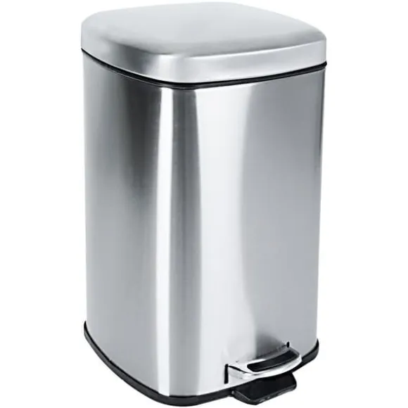 Soptunna, 12 Liters Kapacitet, Fotpedalsdrift,Silver, 12L