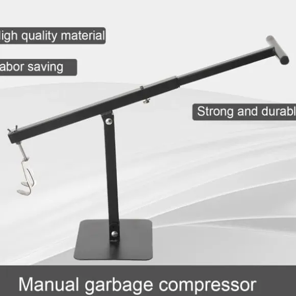 Soptunnepress - Manuell - 66 cm - Rostfritt stål - Passar 60–100 L soptunnor - Effektiv avfallskomprimering