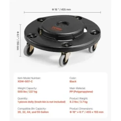 Soptunne-vagn, 45,5x15,5 cm, Svart, Extra robust