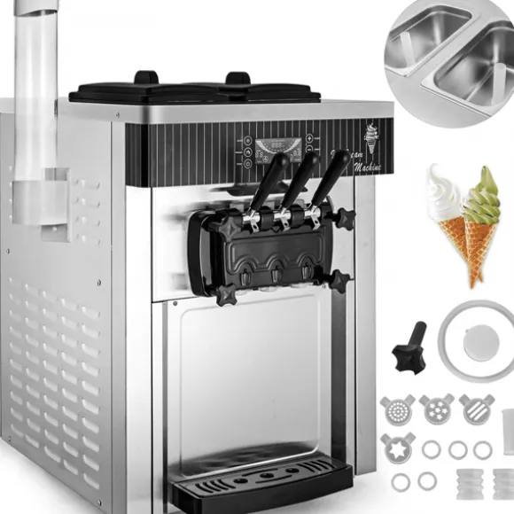 Speiseeisbereiter Vit Eismaskin 2200 W, 2 x 6 L Bordmaskin för glass, 220 V, med äggställ i rostfritt stål.