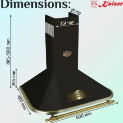 Spisfläkt 60 cm väggmonterad Kaiser A 6315 Em Empire Modell Svart 910 m³/h