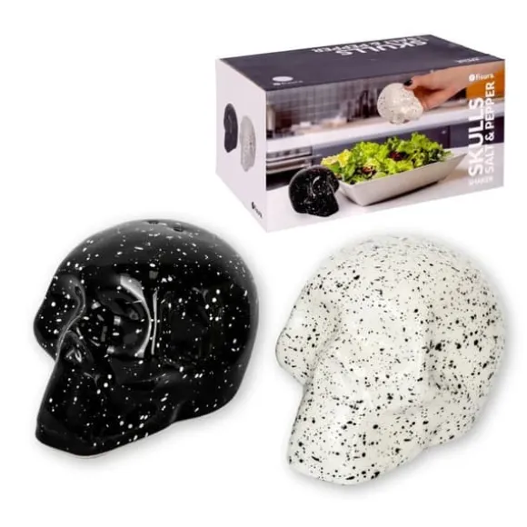 Spricka salt- och pepparkar “Calaveras”, 7 cm x H 6,5 cm, vit/svart
