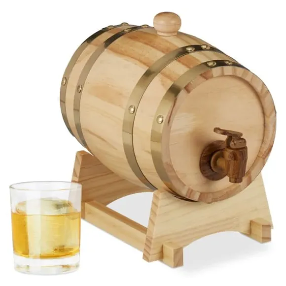 Spritudispenser, Träfat, 23x16x25,5 cm, Natur