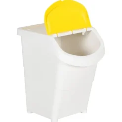 Stapelbara soptunnor med lock - 3 st | Färg: Vit | Volym: 120 L