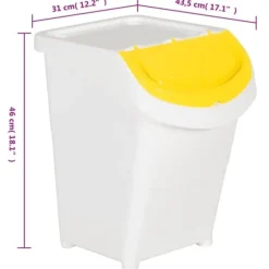 Stapelbara soptunnor med lock - 3 st | Färg: Vit | Volym: 120 L