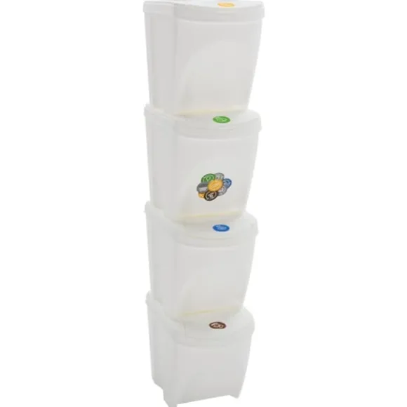 Stapelbara soptunnor 4 st vit 100 L polypropen