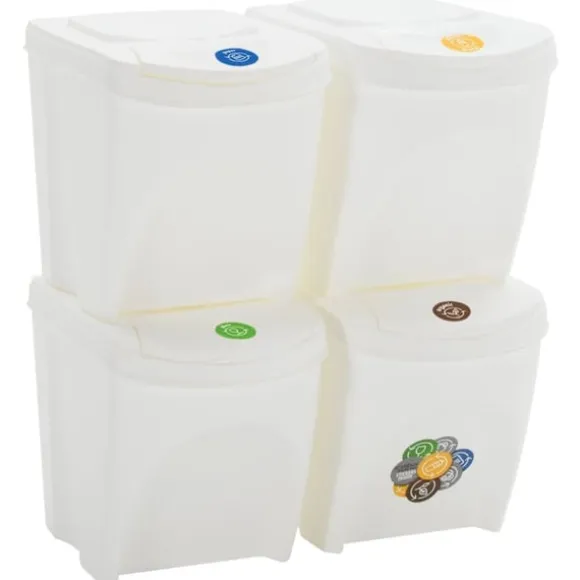 Stapelbara soptunnor 4 st vit 100 L polypropen