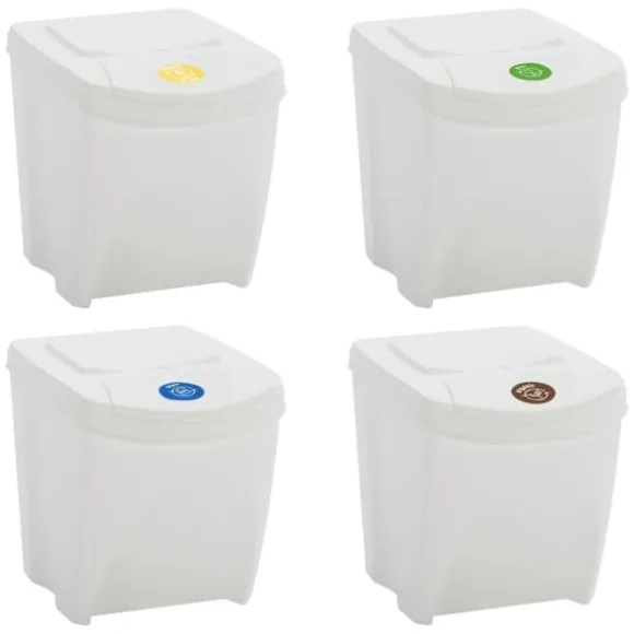 Stapelbara soptunnor 4 st vit 100 L polypropen