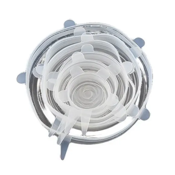 6 st Couvercle alimentaire extensible en silicone Couvercle Conservation des aliments Réutilisable