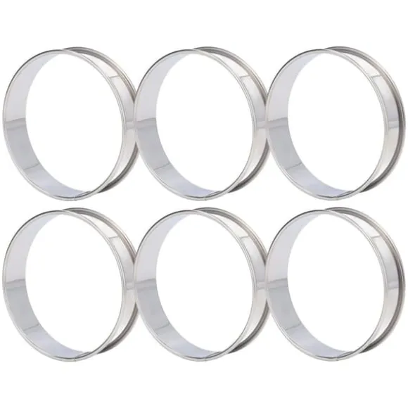 6 st Crumpet-ringar Dubbel volym Enkel urtagning DIY rostfritt stål Engelska muffinsringar för mattillverkningsverktyg 10 cm / 3,9 tum