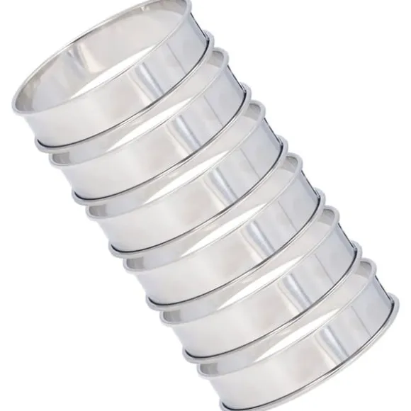 6 st Crumpet-ringar Dubbel volym Enkel urtagning DIY rostfritt stål Engelska muffinsringar för mattillverkningsverktyg 10 cm / 3,9 tum