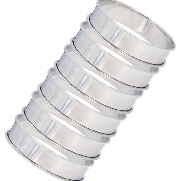 6 st Crumpet-ringar Dubbel volym Enkel urtagning DIY rostfritt stål Engelska muffinsringar för mattillverkningsverktyg 10 cm / 3,9 tum