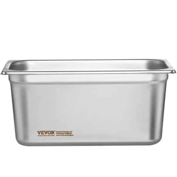 Steam Table Pan, 1/3 storlek med lock, 32,8x17,8x14,8 cm, rostfritt stål, förvaring