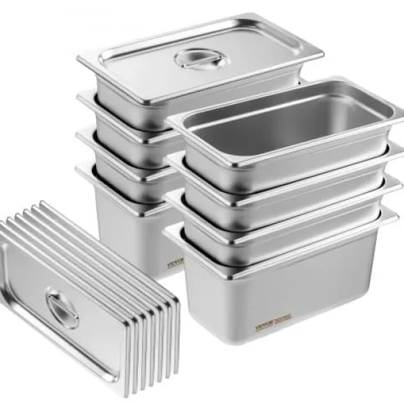 Steam Table Pan, 1/3 storlek med lock, 32,8x17,8x14,8 cm, rostfritt stål, förvaring