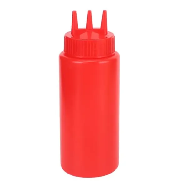 3 st 3-håls pressflaska med lock för salladsdressing, såser, ketchup