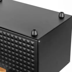 Stilren brödbox i rostfritt stål med bambulock - svart