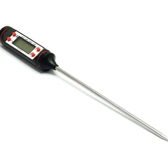 Stilren Stektermometer med LCD Display Svart