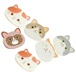 Söt katt silikongummiunderlägg set för dryckesglas - 6 st