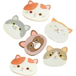 Söt katt silikongummiunderlägg set för dryckesglas - 6 st
