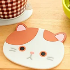 Söt katt silikongummiunderlägg set för dryckesglas - 6 st